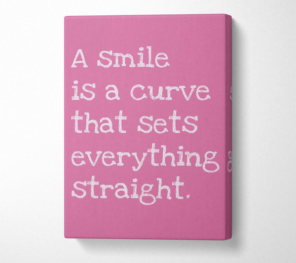 Motivational Quote Smile Is A Curve Pink