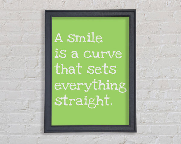 Motivational Quote Smile Is A Curve Lime Green