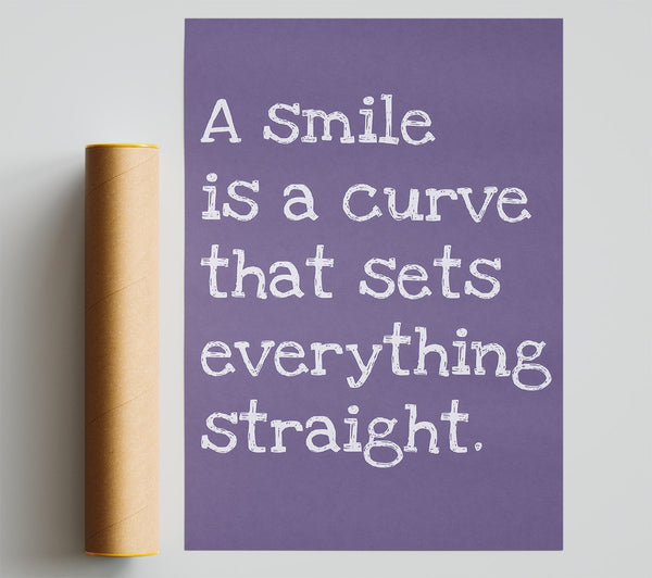 Motivational Quote Smile Is A Curve Lilac