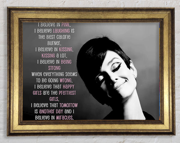 Movie Quote Audrey Hepburn I Believe In Pink Landscape