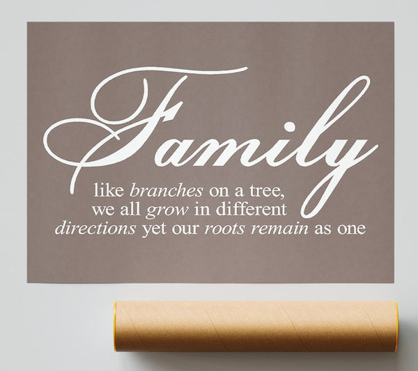 Family Quote Family We All Grow In Different Directions Beige