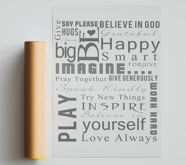 Home Quote Family Rules Be Happy Love Always Grey