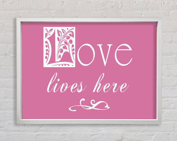 Love Quote Love Lives Here Pink