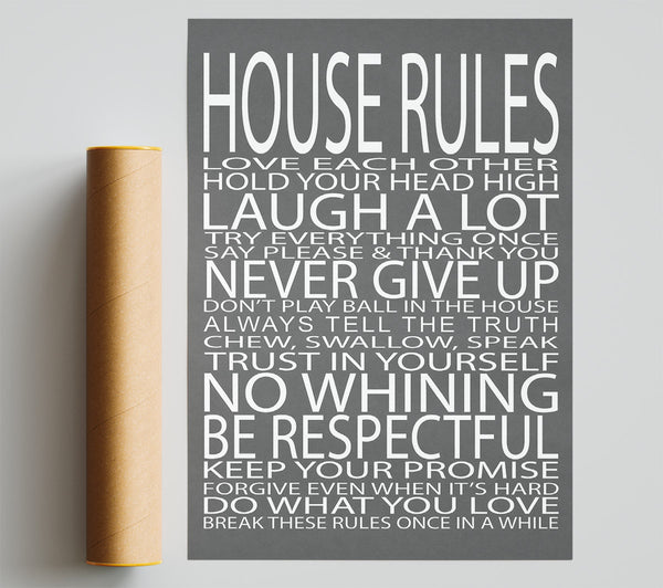 Family Quote House Rules Love Each Other Grey