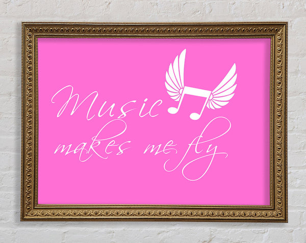 Girls Room Quote Music Makes Me Fly Vivid Pink