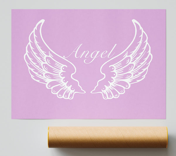 Nursery Quote Angel Wings Pink