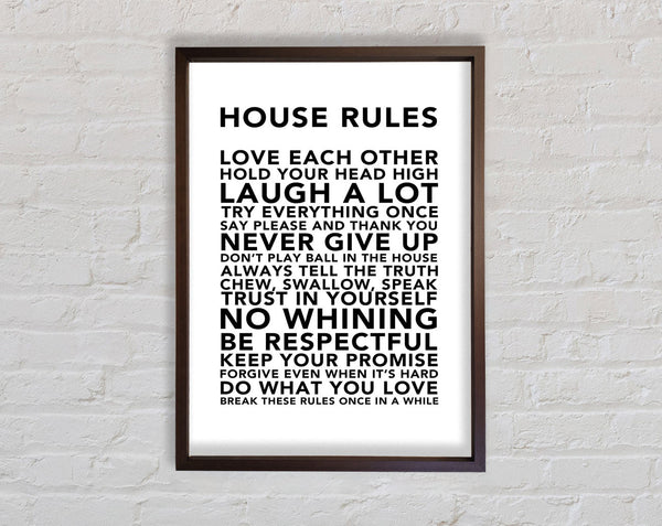 Family Quote House Rules 3 White