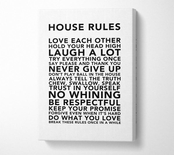 Family Quote House Rules 3 White