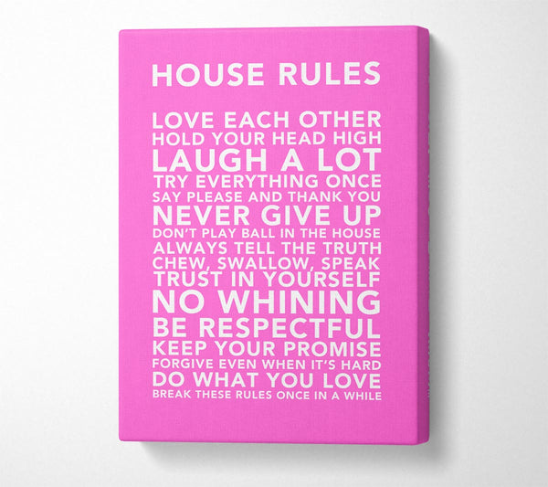 Family Quote House Rules 3 Vivid Pink