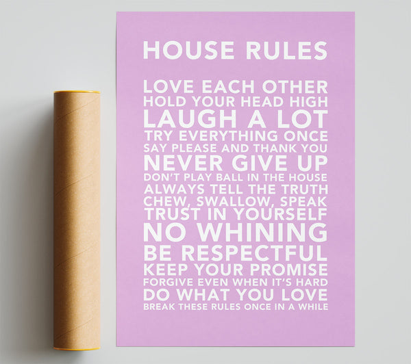 Family Quote House Rules 3 Pink