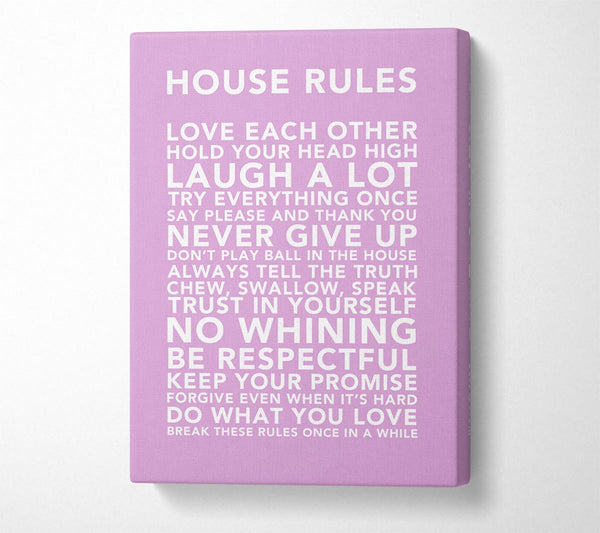 Family Quote House Rules 3 Pink