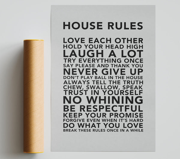 Family Quote House Rules 3 Grey