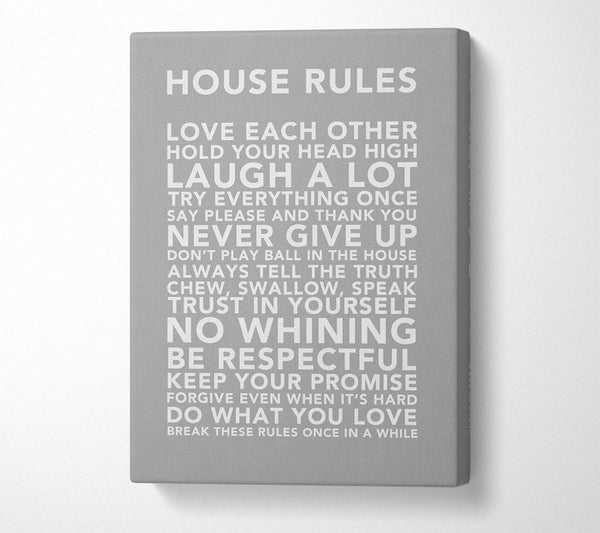 Family Quote House Rules 3 Grey White