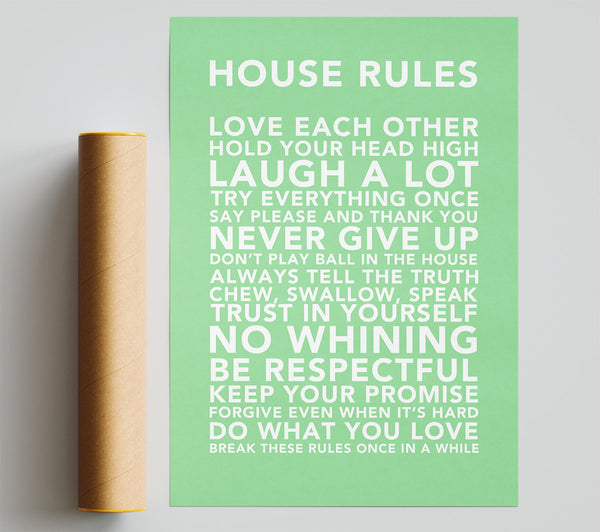 Family Quote House Rules 3 Green