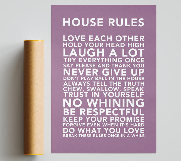 Family Quote House Rules 3 Dusty Pink