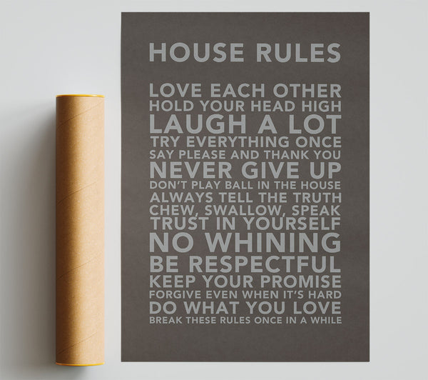 Family Quote House Rules 3 Chocolate