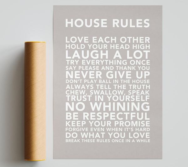 Family Quote House Rules 3 Beige