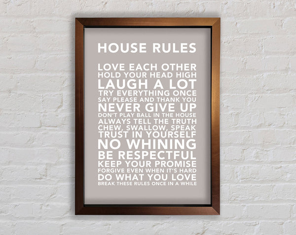 Family Quote House Rules 3 Beige