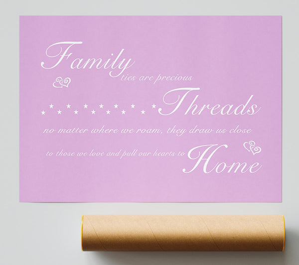 Family Quote Family Ties Are Precious Pink