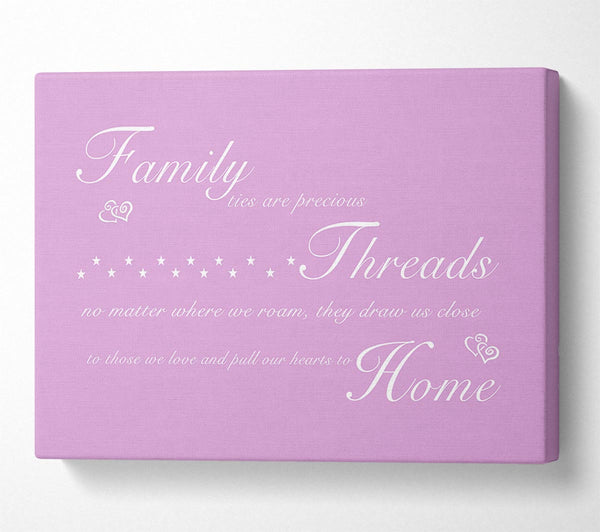 Family Quote Family Ties Are Precious Pink