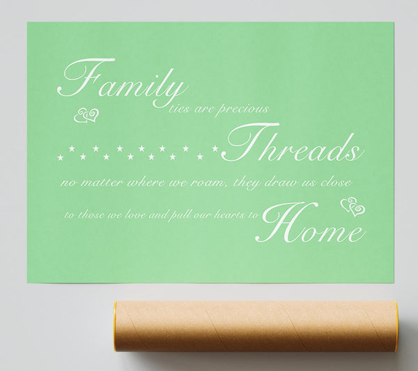 Family Quote Family Ties Are Precious Green