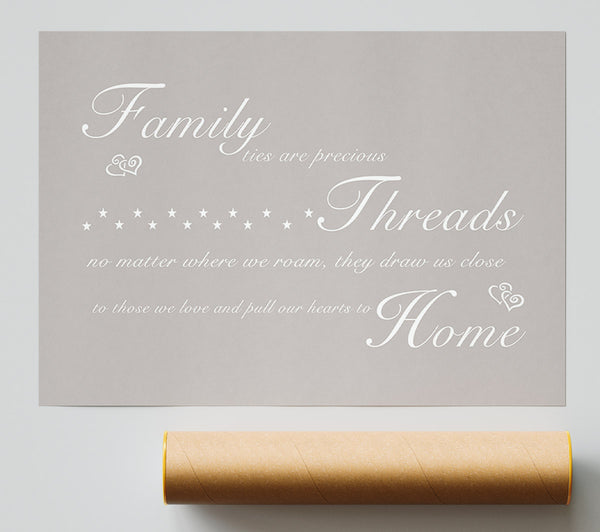 Family Quote Family Ties Are Precious Beige