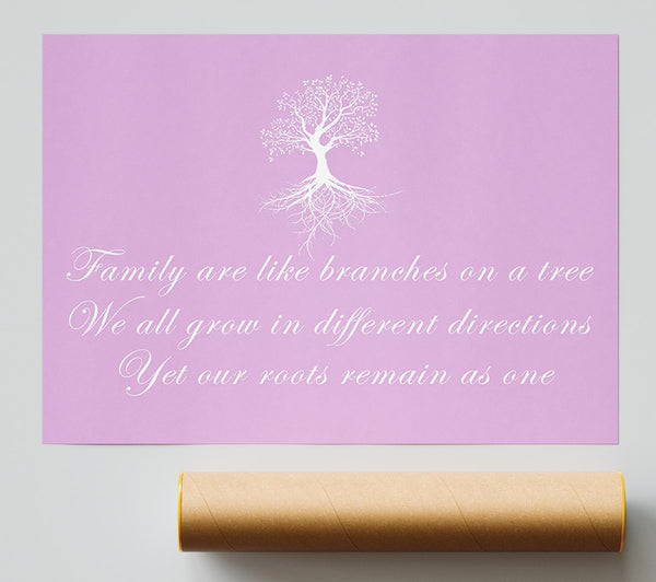 Family Quote Family Are Like Branches Pink