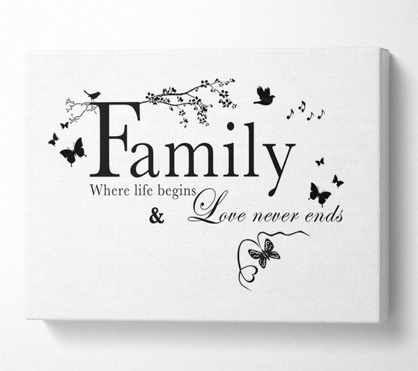 Family Quote Family Where Life Begins White