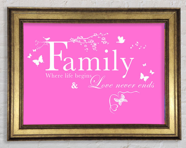 Family Quote Family Where Life Begins Vivid Pink