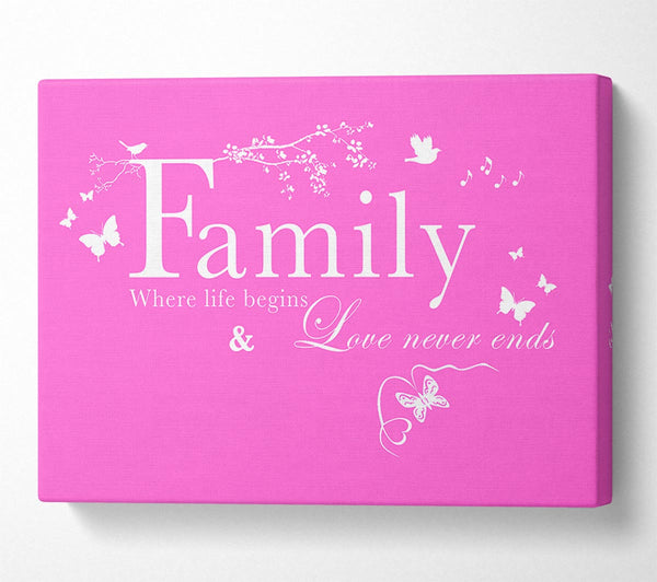 Family Quote Family Where Life Begins Vivid Pink