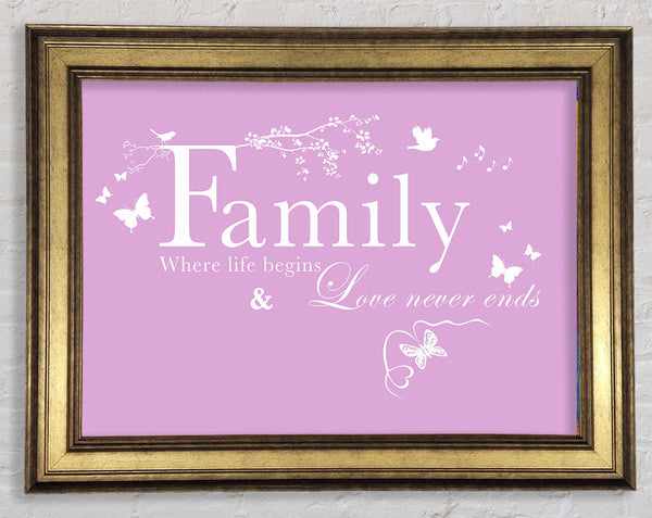 Family Quote Family Where Life Begins Pink