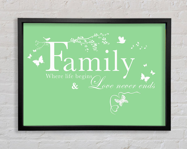 Family Quote Family Where Life Begins Green