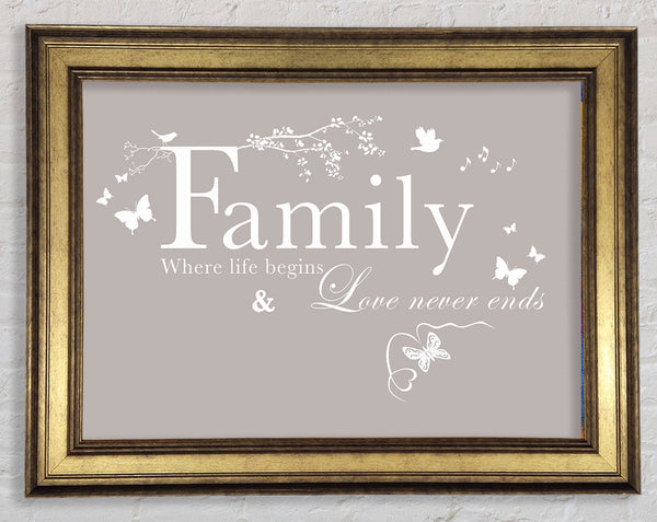 Family Quote Family Where Life Begins Beige