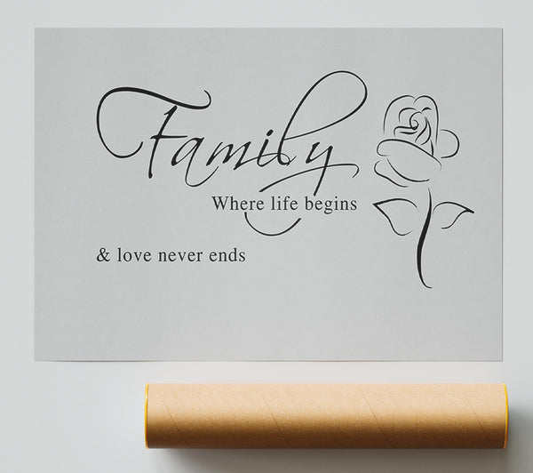 Family Quote Family Where Life Begins 1 Grey