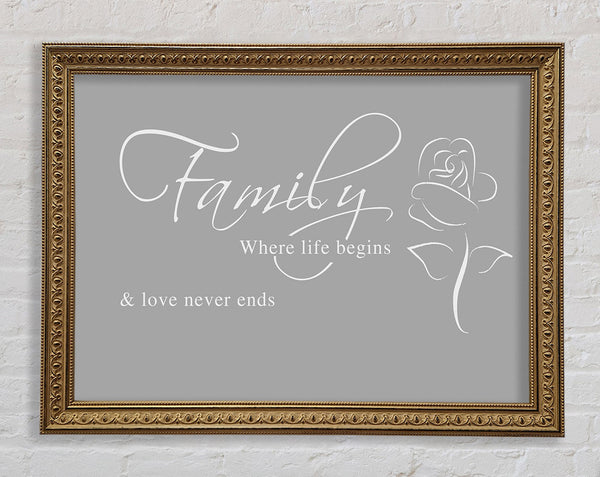 Family Quote Family Where Life Begins 1 Grey White