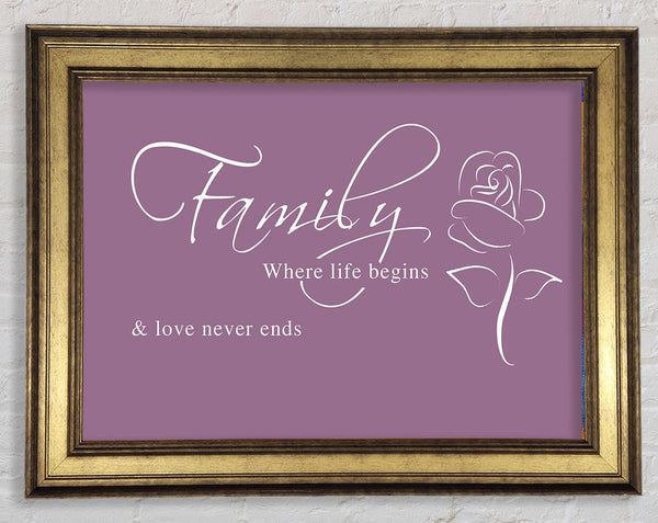 Family Quote Family Where Life Begins 1 Dusty Pink