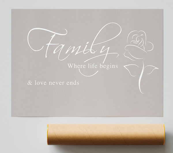 Family Quote Family Where Life Begins 1 Beige