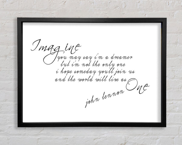 Music Quote Imagine John Lennon White