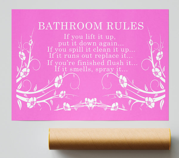 Bathroom Quote Bathroom Rules 2 Vivid Pink