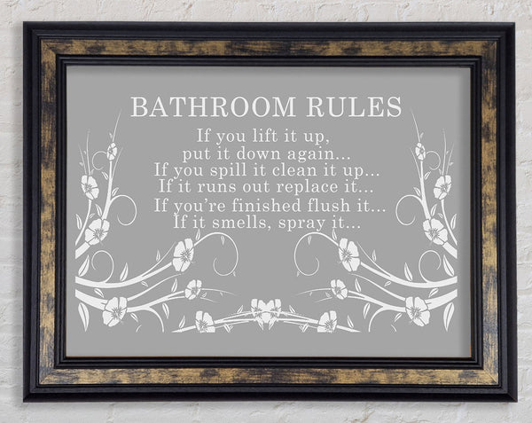 Bathroom Quote Bathroom Rules 2 Grey White