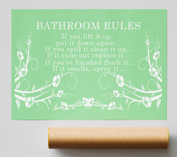 Bathroom Quote Bathroom Rules 2 Green