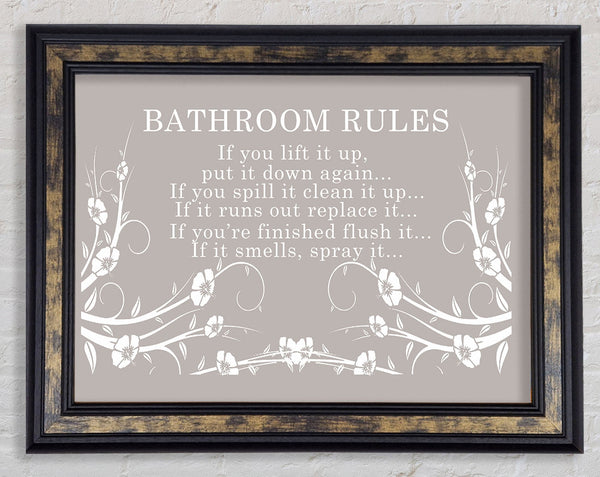 Bathroom Quote Bathroom Rules 2 Beige