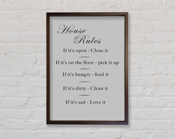 Family Quote House Rules 2 Grey