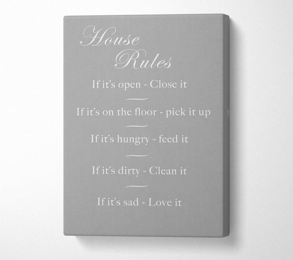 Family Quote House Rules 2 Grey White