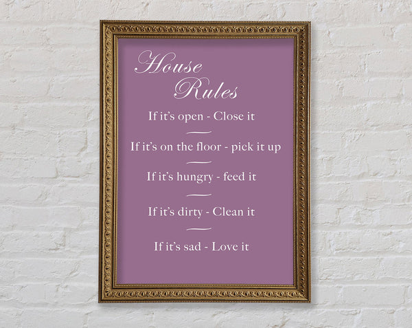 Family Quote House Rules 2 Dusty Pink