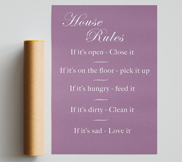 Family Quote House Rules 2 Dusty Pink