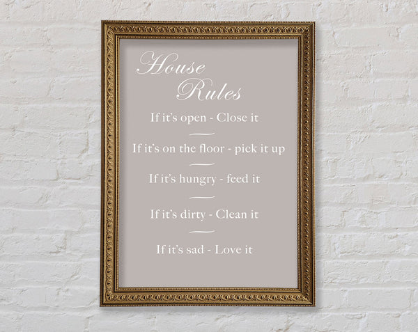 Family Quote House Rules 2 Beige