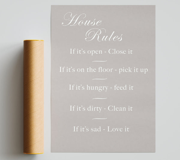 Family Quote House Rules 2 Beige