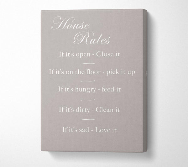 Family Quote House Rules 2 Beige