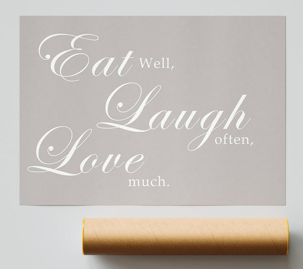 Kitchen Quote Eat Laugh Love Beige